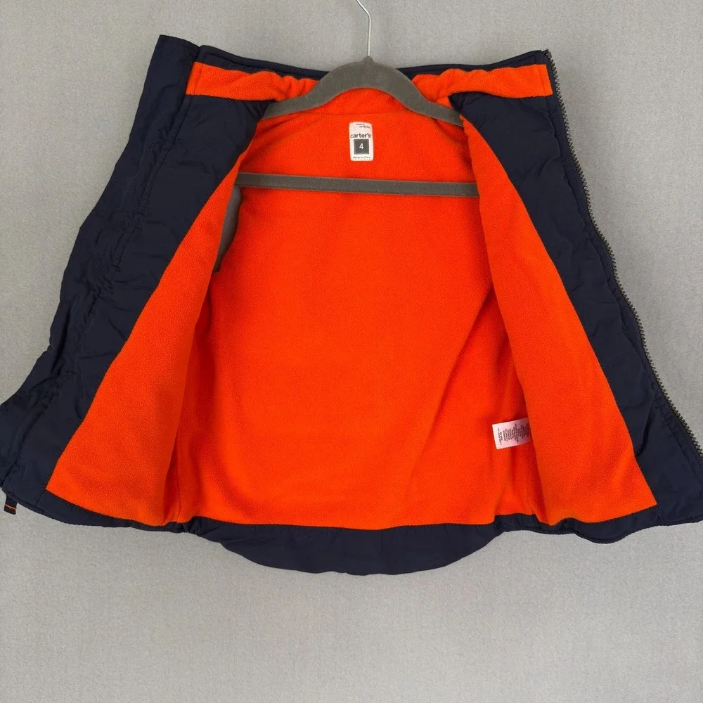 Carter's Boy's Size 4 Blue Fleece Lined Full Zip Vest Wilderness Camp 36